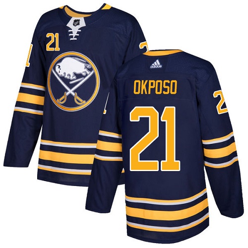 Men Adidas Buffalo Sabres #21 Kyle Okposo Navy Blue Home Authentic Stitched NHL Jersey->buffalo sabres->NHL Jersey